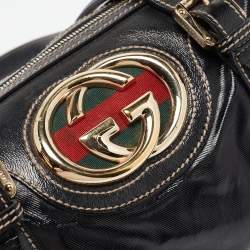 Pre Owned Gucci Black Coated Fabric Britt Boston Bag