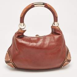 Pre Owned Gucci Brown Leather Medium Indy Hobo