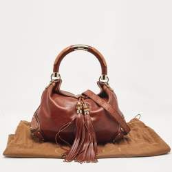 Pre Owned Gucci Brown Leather Medium Indy Hobo
