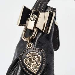 Pre Owned Gucci Black Leather Hobo