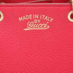 Pre Owned Gucci Pink/Orange Leather Mini Bamboo Tote