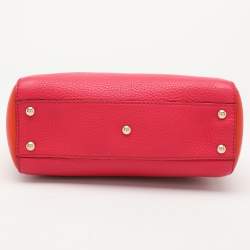 Pre Owned Gucci Pink/Orange Leather Mini Bamboo Tote