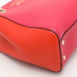 Pre Owned Gucci Pink/Orange Leather Mini Bamboo Tote