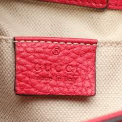 Pre Owned Gucci Pink/Orange Leather Mini Bamboo Tote