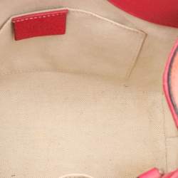 Pre Owned Gucci Pink/Orange Leather Mini Bamboo Tote