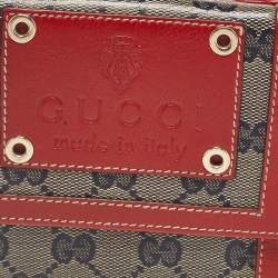 Gucci Red/Blue GG Supreme Crystals Canvas and Leather Logo Flap Compact Wallet