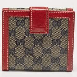 Gucci Red/Blue GG Supreme Crystals Canvas and Leather Logo Flap Compact Wallet