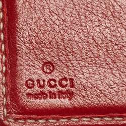 Gucci Red/Blue GG Supreme Crystals Canvas and Leather Logo Flap Compact Wallet