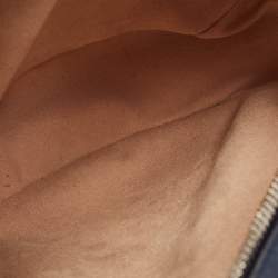 Pre Owned Gucci Navy Blue/White Diagonal Quilt Leather GG Marmont Torchon Round Shoulder Bag