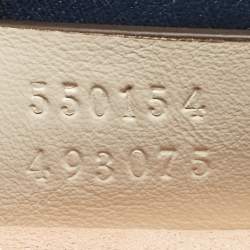 Pre Owned Gucci Navy Blue/White Diagonal Quilt Leather GG Marmont Torchon Round Shoulder Bag