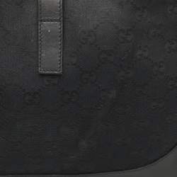 Pre Owned Gucci Black GG Canvas and Leather Jackie Hobo