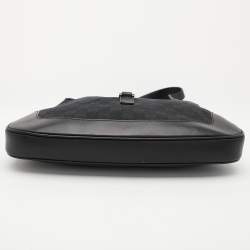 Pre Owned Gucci Black GG Canvas and Leather Jackie Hobo