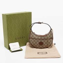 Pre Owned Gucci Beige/Ebony GG Supreme Canvas Mini Ophidia Shoulder Bag