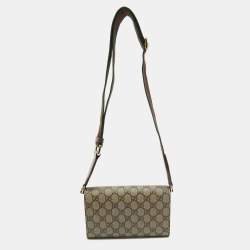 Pre Owned Gucci Beige GG Supreme Canvas Mini Horsebit 1955 Crossbody Bag