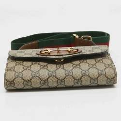 Pre Owned Gucci Beige GG Supreme Canvas Mini Horsebit 1955 Crossbody Bag
