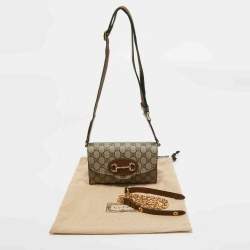 Pre Owned Gucci Beige GG Supreme Canvas Mini Horsebit 1955 Crossbody Bag