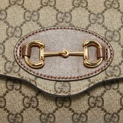 Pre Owned Gucci Beige GG Supreme Canvas Mini Horsebit 1955 Crossbody Bag