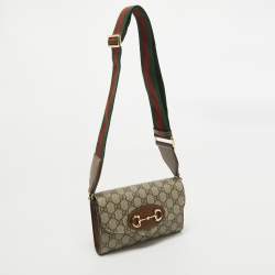 Pre Owned Gucci Beige GG Supreme Canvas Mini Horsebit 1955 Crossbody Bag