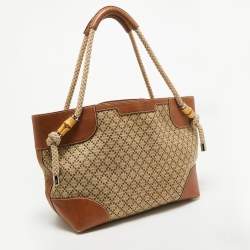 Pre Owned Gucci Brown/Beige Diamante Canvas Maui Tote