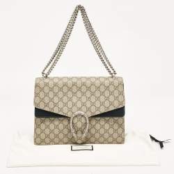 Gucci Beige/Black GG Supreme Canvas and Suede Medium Dionysus Shoulder Bag