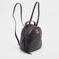 Gucci Black Matelasse Leather GG Marmont Backpack