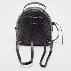 Gucci Black Matelasse Leather GG Marmont Backpack