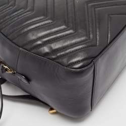 Gucci Black Matelasse Leather GG Marmont Backpack