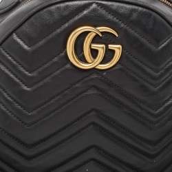 Gucci Black Matelasse Leather GG Marmont Backpack