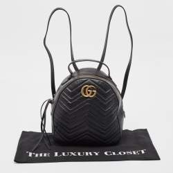 Gucci Black Matelasse Leather GG Marmont Backpack