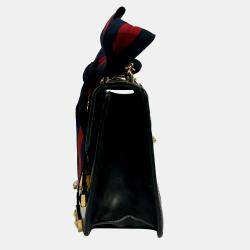 Pre Owned حقيبة غوتشي سيلفي جلد أزرق غامق بحزام سلسلة