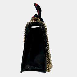 Pre Owned حقيبة غوتشي سيلفي جلد أزرق غامق بحزام سلسلة