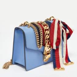 Pre Owned حقيبة كتف غوتشي سيلفي جلد أزرق صغيرة بسلسلة