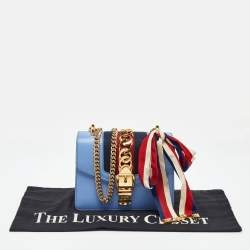 Pre Owned حقيبة كتف غوتشي سيلفي جلد أزرق صغيرة بسلسلة