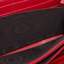 Gucci Red Matelasse Leather GG Marmont Zip Around Wallet