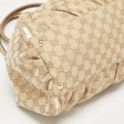 Pre Owned Gucci Beige/Gold GG Canvas Large Abbey D Ring Shoulder Bag