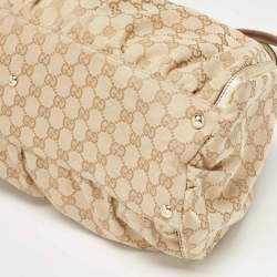 Pre Owned Gucci Beige/Gold GG Canvas Large Abbey D Ring Shoulder Bag