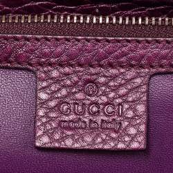 Pre Owned Gucci Purple Leather Bamboo Tassel Clutch