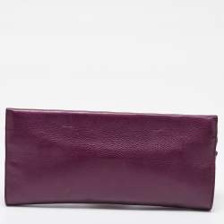 Pre Owned Gucci Purple Leather Bamboo Tassel Clutch