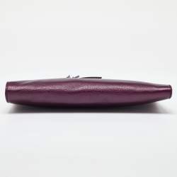 Pre Owned Gucci Purple Leather Bamboo Tassel Clutch