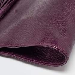 Pre Owned Gucci Purple Leather Bamboo Tassel Clutch