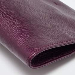 Pre Owned Gucci Purple Leather Bamboo Tassel Clutch