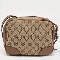 Pre Owned Gucci Light Brown/Beige GG Canvas and Leather Bree Crossbody Bag