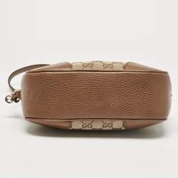 Pre Owned Gucci Light Brown/Beige GG Canvas and Leather Bree Crossbody Bag