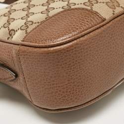 Pre Owned Gucci Light Brown/Beige GG Canvas and Leather Bree Crossbody Bag
