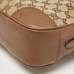 Pre Owned Gucci Light Brown/Beige GG Canvas and Leather Bree Crossbody Bag