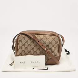 Pre Owned Gucci Light Brown/Beige GG Canvas and Leather Bree Crossbody Bag