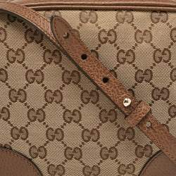 Pre Owned Gucci Light Brown/Beige GG Canvas and Leather Bree Crossbody Bag