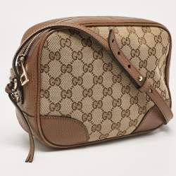 Pre Owned Gucci Light Brown/Beige GG Canvas and Leather Bree Crossbody Bag