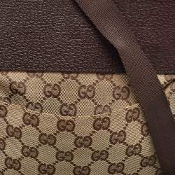 Pre Owned Gucci Beige GG Canvas and Leather Crossbody Bag