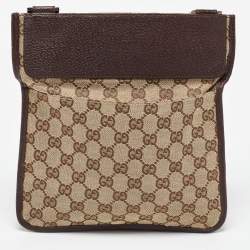 Pre Owned Gucci Beige GG Canvas and Leather Crossbody Bag